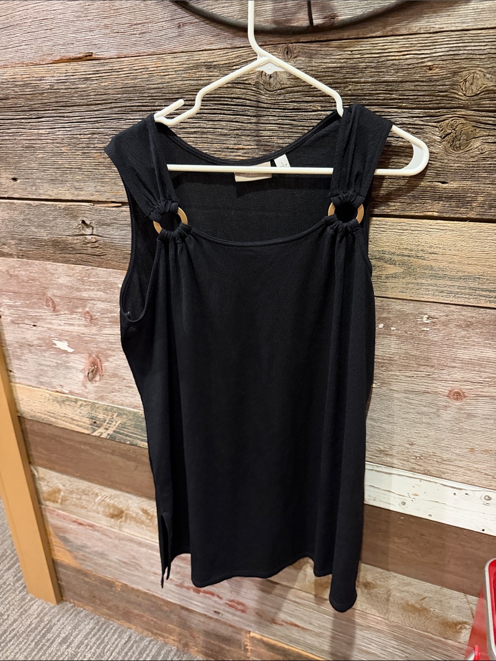 croft & barrow Black Sleeveless Ring-Detail Swim Coverup
